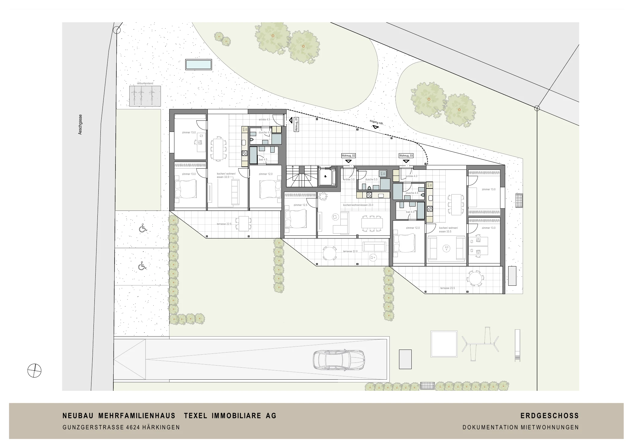 Grundriss Erdgeschoss, Neubauprojekt Härkingen