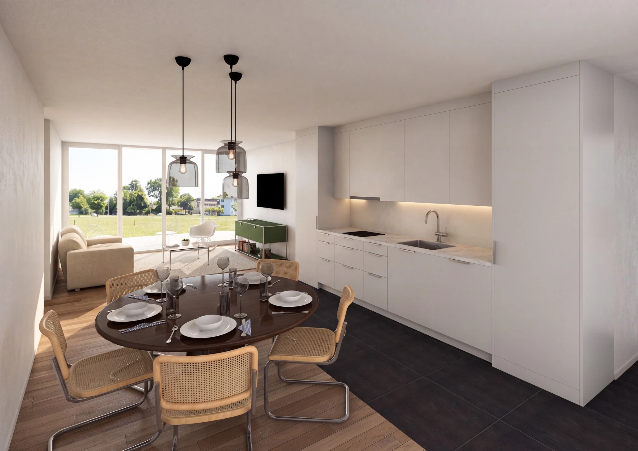 Innenansicht einer Wohnung im Neubauprojekt Härkingen